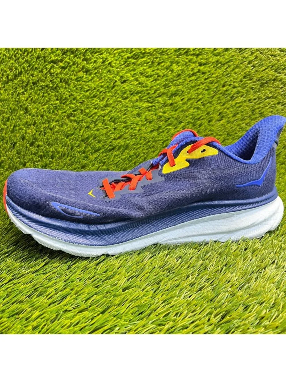 Hoka One One Clifton 9 Mens Size 11.5 Blue Red Athletic Running Shoes Sneakers